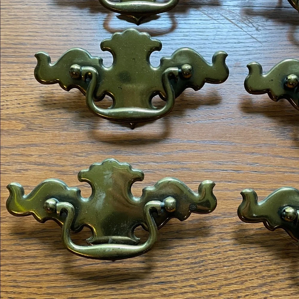 Vintage large Brass Drawer Pulls - Set of 8